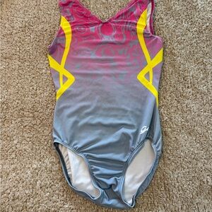 Stylish Kids Gymnastics Leo in Pink, Yellow, and Gray